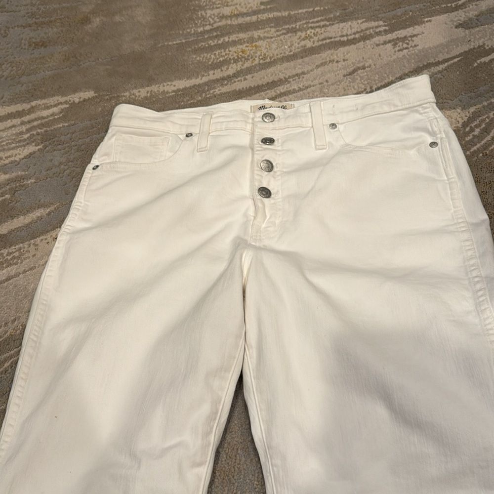 Madewell white 10" High-Rise Skinny Crop Jeans: Button-Front Edition size 32 EUC - Picture 3 of 10